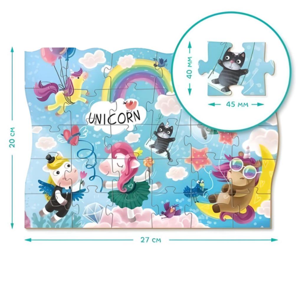 Puzzle Przygoda Jednorożca 30 Elementów Kolorowa Układanka Dla Najmłodszych