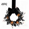 Pumpkin Wreath Halloween for Front Door 9 Inch with Black Entrance Decor
