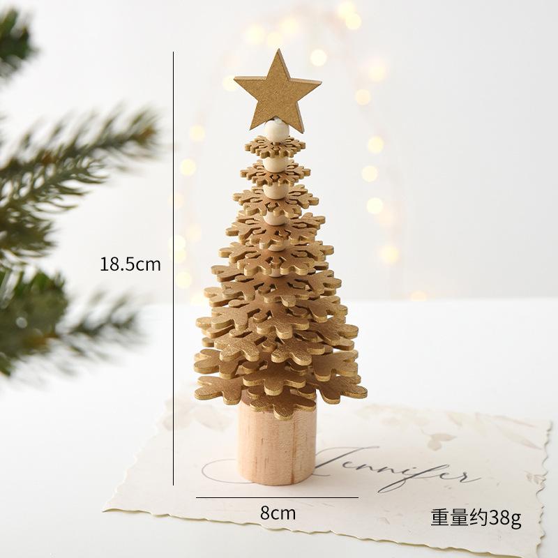 

Wooden Christmas Tree Ornament Merry Christmas Decorations for Home 2025 Navidad Natal Xmas Tree Desktop Ornament New Year Gift 8X18.5CM золотий