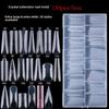 150pcs Coffin Shape Sandwich Nail Forms Natural Clear with Auxiliary Line Double-Sided Fake Nails Clear Extension Almond Shape