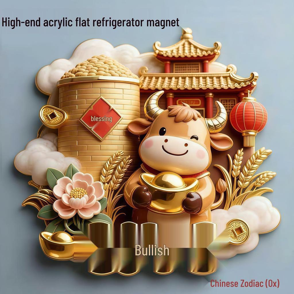 Dodici Magneti da Frigorifero in Acrilico dello Zodiaco Cinese - Regali Souvenir in Stile Cinese