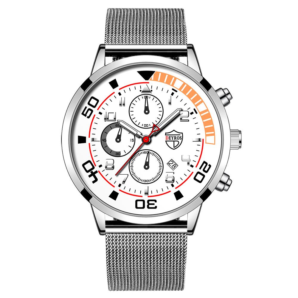 Stainless Steel Milan Mesh Strap Watch Men'S Fashion Luminous Calendar Quartz Watch
