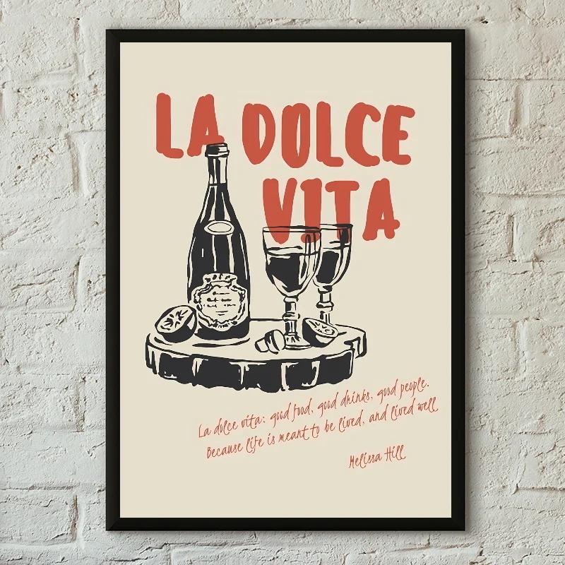 Minimalist La Dolce Vita Lemon Canvas Poster Fresh Lemon Fruit Wall Art for Modern Living Room Bedroom Bar Cafe and Home Decor
