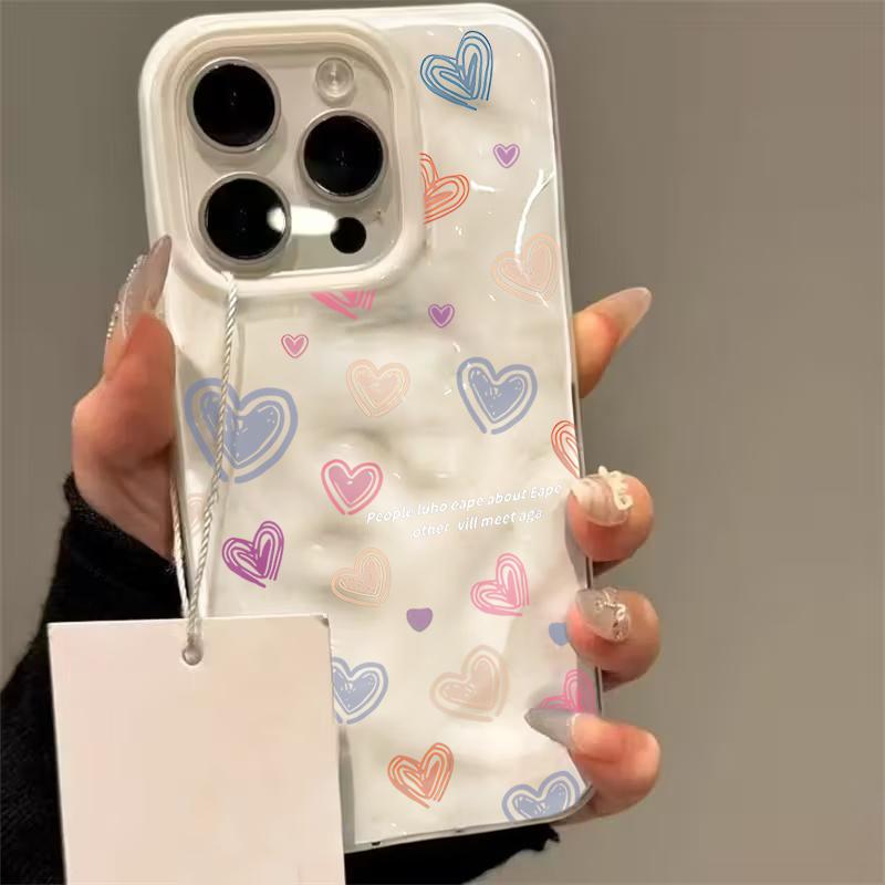 Liebesherz-Muster Handyhülle Für IPhone 17 16 15 14 13 Pro Max 11 12 Pro Plus Schutzhülle INS Mode Funda Farbe Süßigkeiten Schale