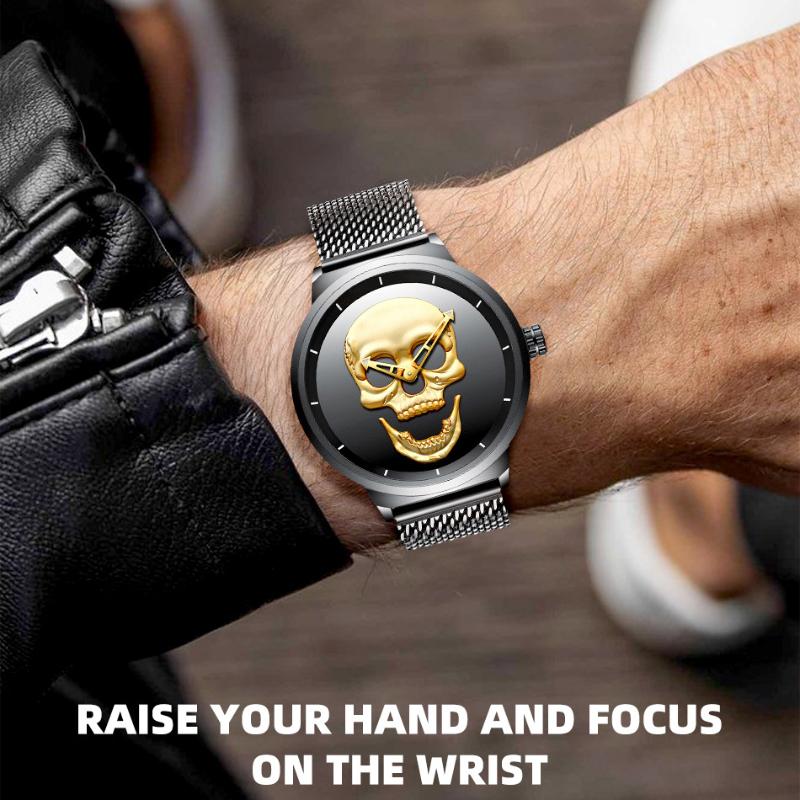 BIDEN brand skull men's waterproof quartz watch