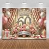 60 Years Old Backdrop Supplies Gold Pink Balloons Glitter Background Banner 60th Birthday Party Decorations Photography Props