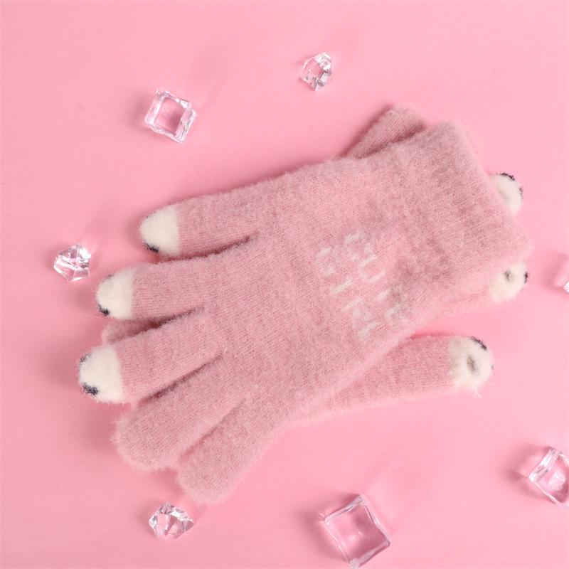 Women's Winter Open-Finger Touchscreen Gloves - Thickened, Warm, Velvet, Cute, Split-Finger Design