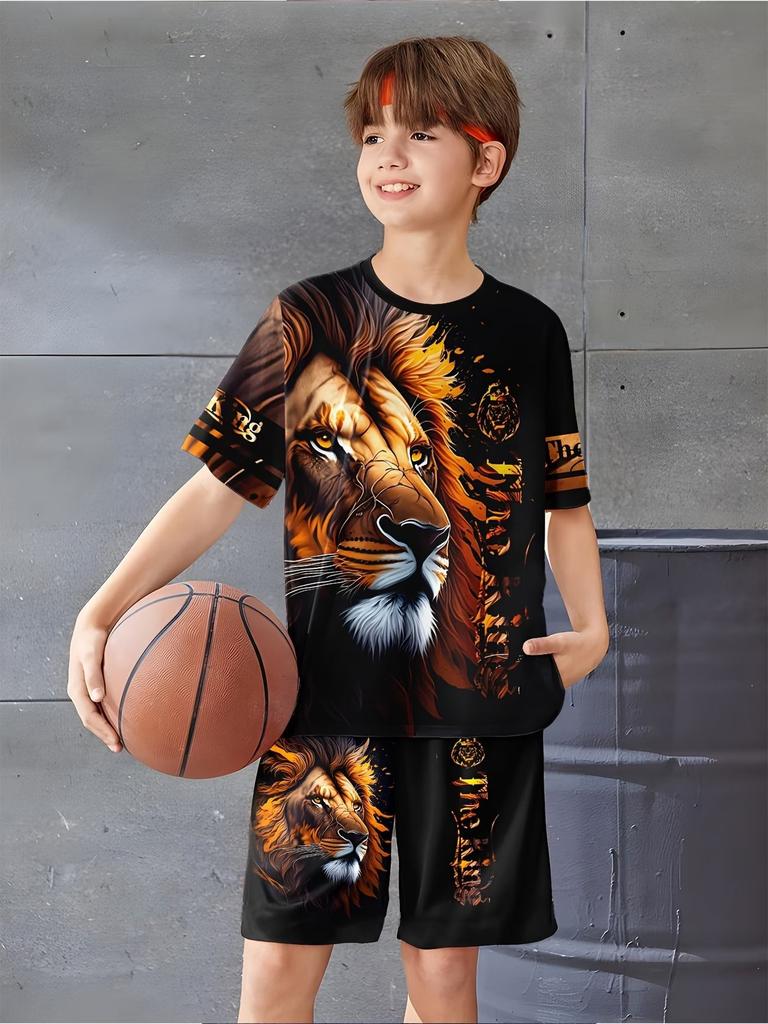 Summer New Casual D Printing Short-sleeved Suit Y Children's Suit Cartoon Letter New