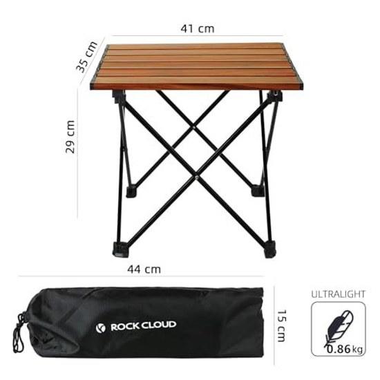 Rock Cloud Camp Table Folding 41x35cm Aluminum Roll Compact Ultra Lightweight Outdoor Sports BBQ Hiking Beach Storage Bag Natural Brown