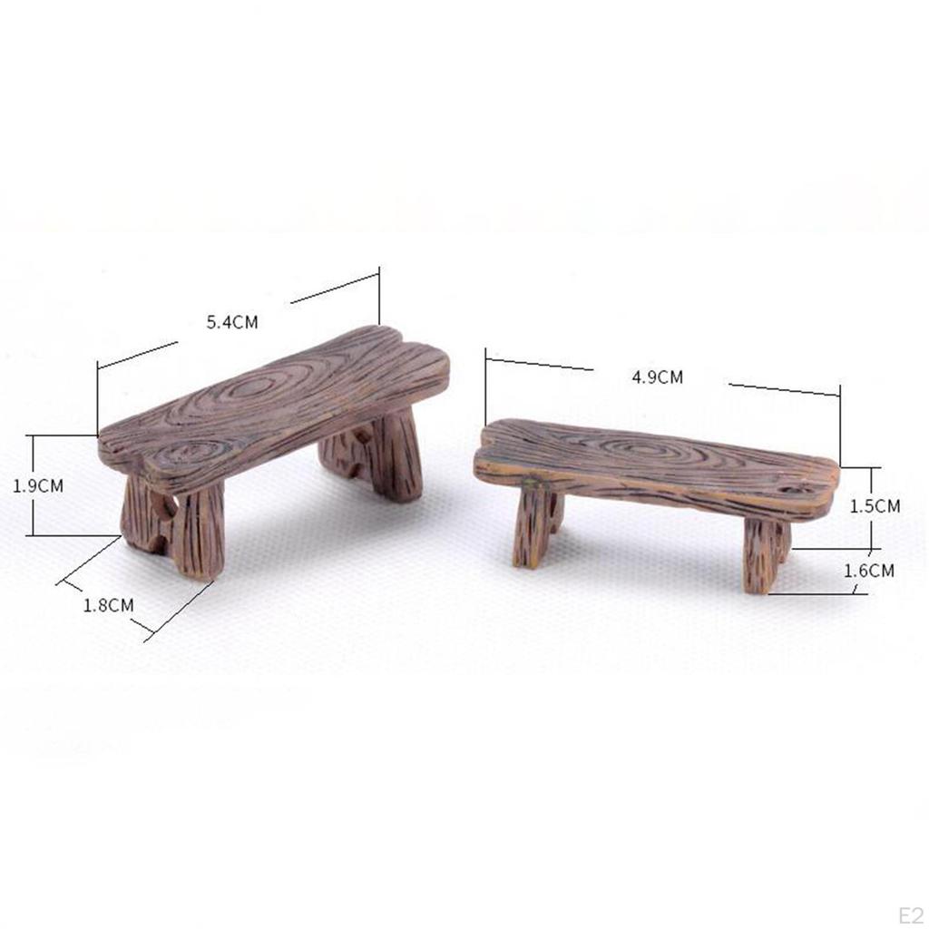 Simulation Mini Bench Furniture Fairy Garden Miniature 2Pack for 1/12 Dollhouse Room