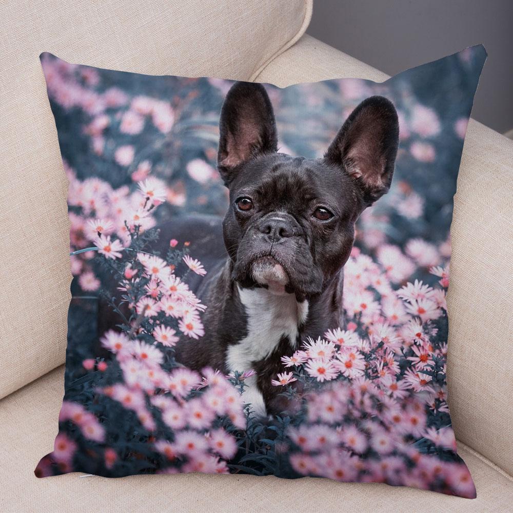 Cute Pet Mini French Bulldog Pillowcase Home Sofa Car Decoration Animal Dog Cushion Cover Printed
