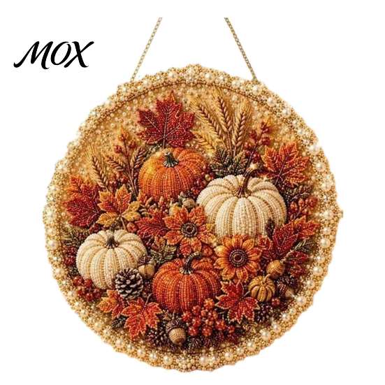 Handmade Wall Decor DIY Pearl Painting Kit for Adults Beginners, 3D Wreath Art Craft Set with Three Dimensional Frame, Decorative Seasonal Hanging