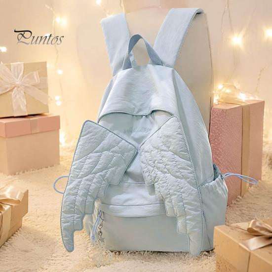 Daily Commuter Daypack Angel Wing Backpack for Women Girls, Lightweight Nylon School Bag, Large Bookbag Outdoor Travel Commute Girls