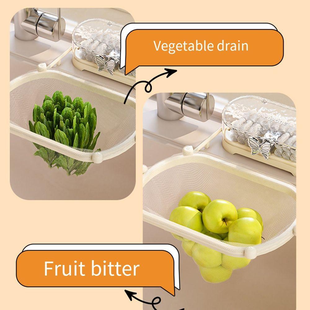 Sponge Rack Foldable Sink Strainer Suction Cup Waste Hanging Net Bracket  Leftover Soup