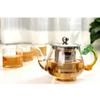 350 ml grüne, handgefertigte Teekanne mit Filter, hitzebeständiges Glas, Teesieb, Edelstahlkessel