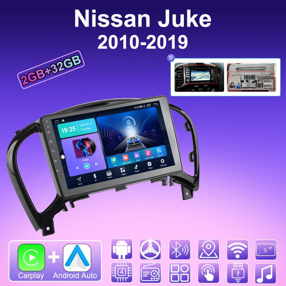 2 DIN Android Carplay Radio samochodowe dla Nissan Juke 2010-2019 Odtwarzacz multimedialny Jednostka główna Stereo Nawigacja GPS BT WIFI 2 + 32 GB
