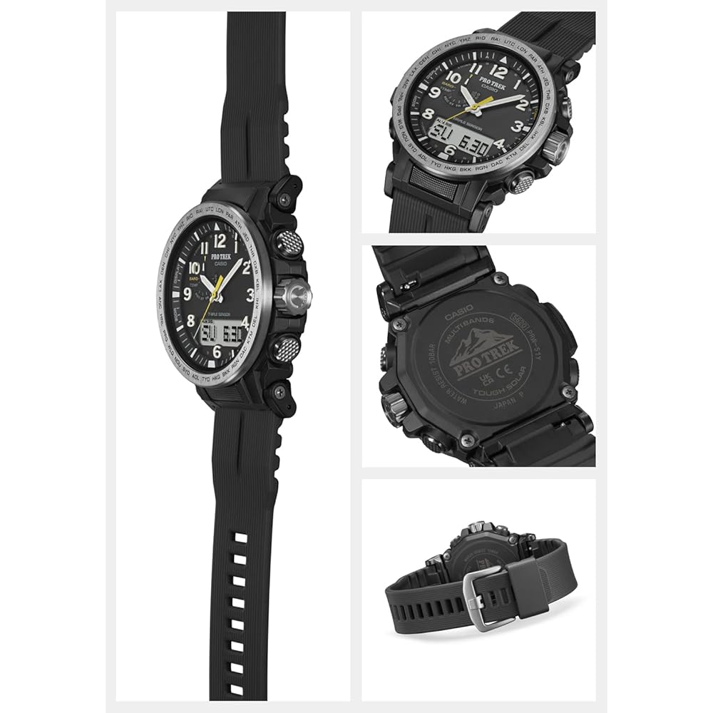 Hodinky Casio Pro Trek [Oficiální japonský produkt] Climber Line Rádio-kontrolované solární hodinky Vyrobeno z bioplastu PRW-51Y-1JF Pánské černé