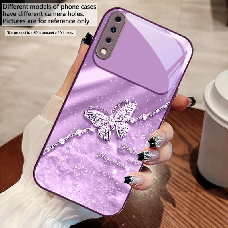 An elegant blue butterfly For Samsung A73 72 71 A70 56 55 54 A53 52 51 50 42 A35 A34 33 32 31 26 25 24 23 22 30 glass phone case