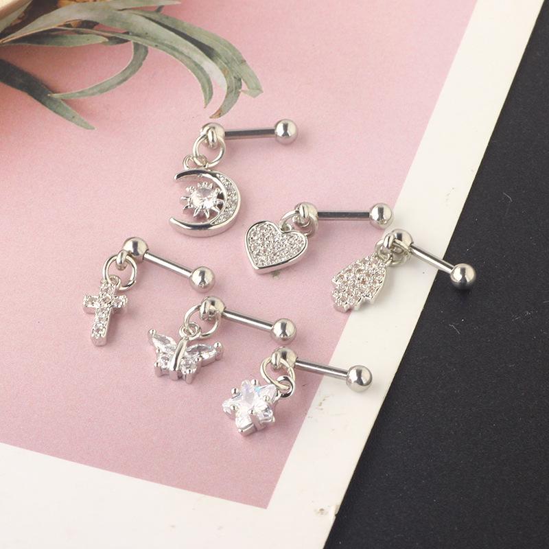 Love Heart Zircon Titanium Steel Ear Studs for Women