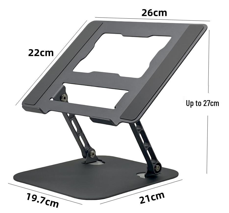 360° Rotating Aluminum Laptop Stand with Adjustable Height and Heat Dissipation