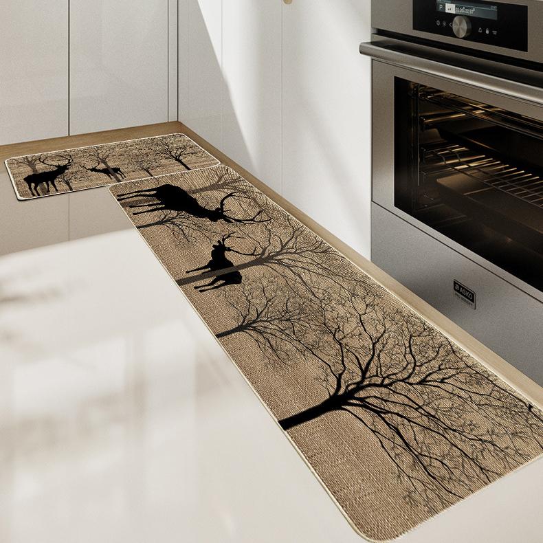 Linen Carpet Floor Mat, Door Mat, Kitchen Non Slip Rubber Foot Mat, Bathroom Door Mat Absorbent Pad