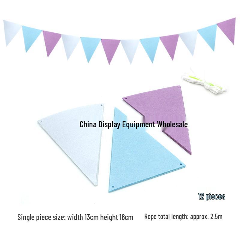 Triangle Flag Bunting for Kindergarten Decoration - Children's Room & Birthday Party Decor with Girlish Heart Design