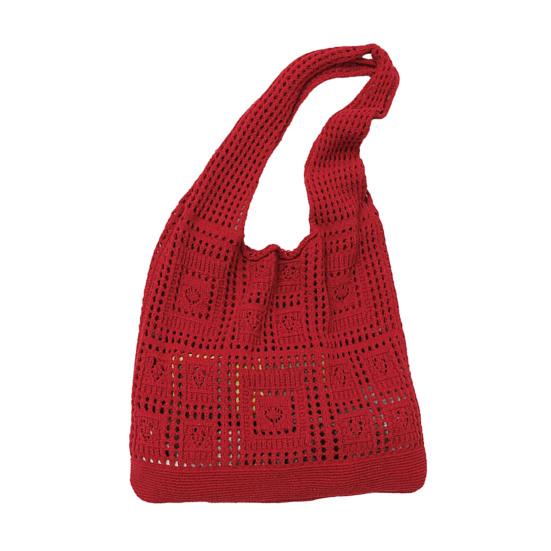 Women Shoulder Bag Wide Straps Large Capacity Solid Color Handbag Commuting Style Decorative Knitting Shoulder Bag
