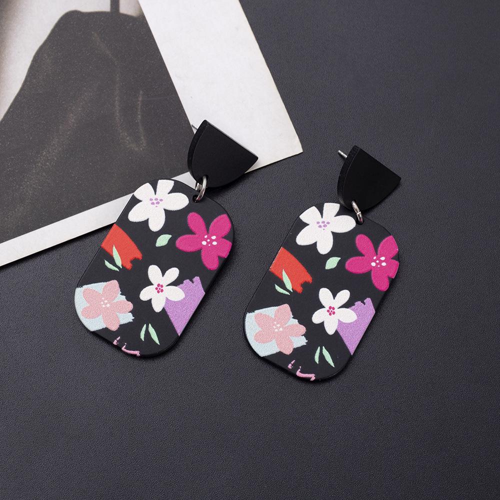 

Colorblock Lightweight Acrylic Flower Earrings - Retro Party Jewelry for Women