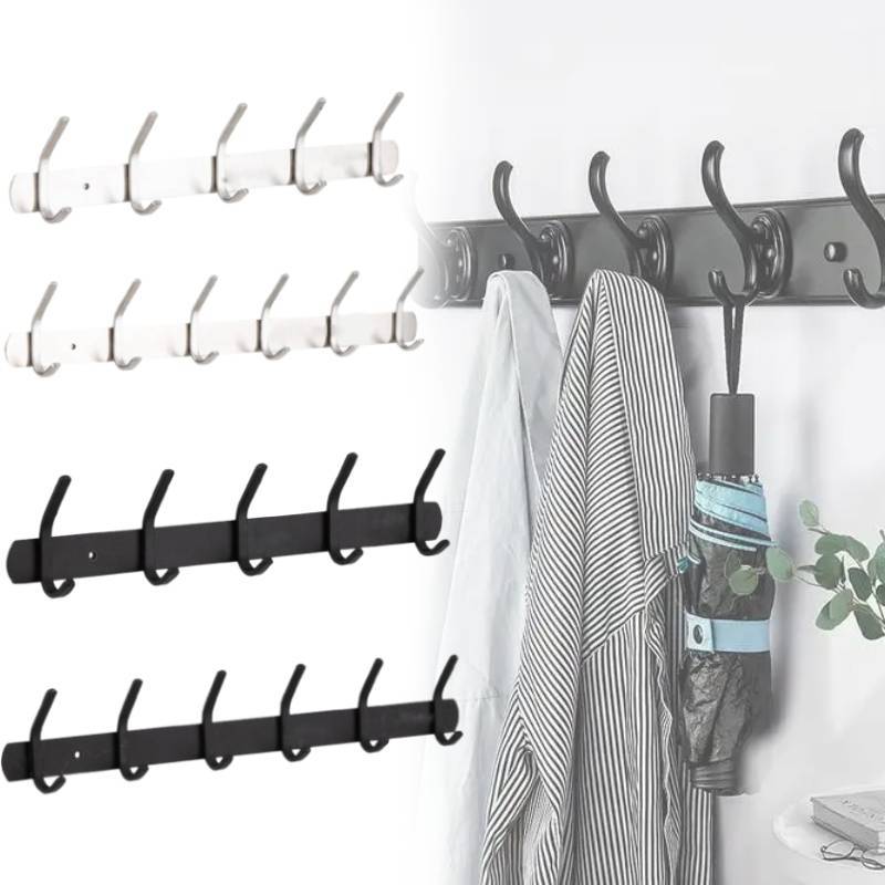 Vault Black Glazie Coat Rack Wall Mount Stainless Steel Hooks Clothes Hanger