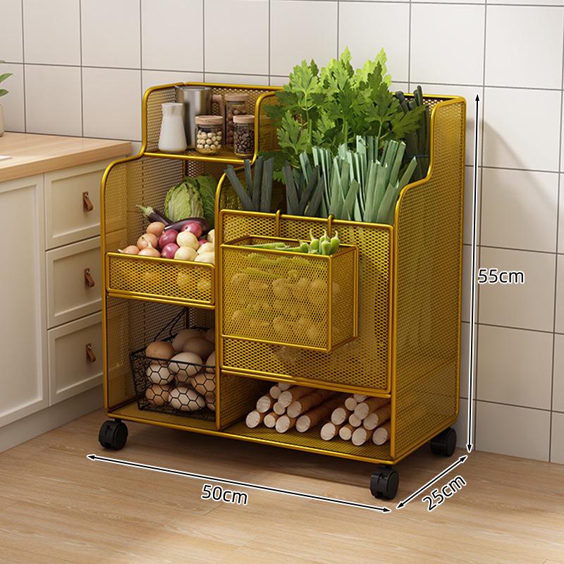 Multi-functional Kitchen Storage Rack: Multi-layer Basket for Fruits, Vegetables, Onions, Ginger, and Garlic