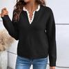Ladies' Fashion Lace Lace V-neck Sweater Color Loose Long Sleeve Women's Knitted Sweater
