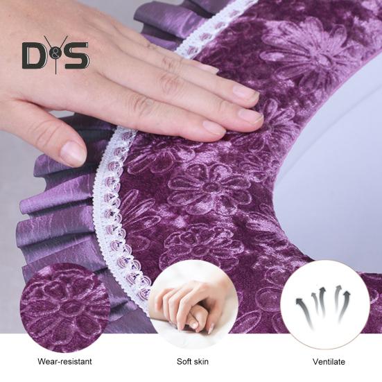Flannel Toilet Tank Cover Ultra Plush Toilet Lid Cover with Side Pockets Lace Trim Easy Installation Warm Washable Toilet Seat Cushion