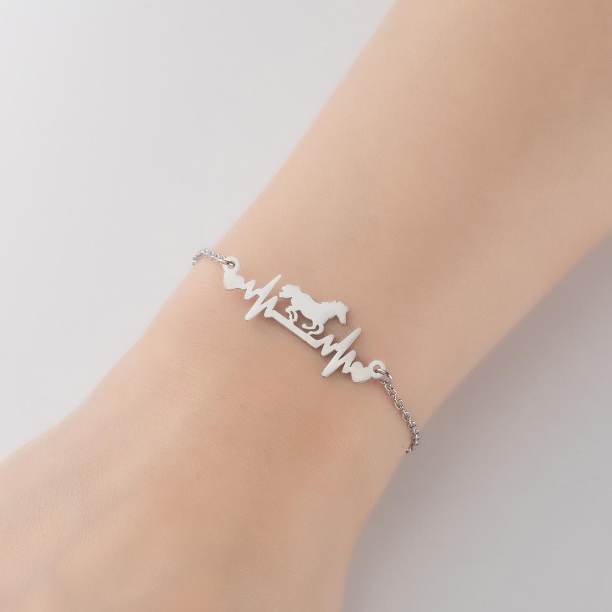 Elegant Women s Geometric Lightning & Horse Bracelet