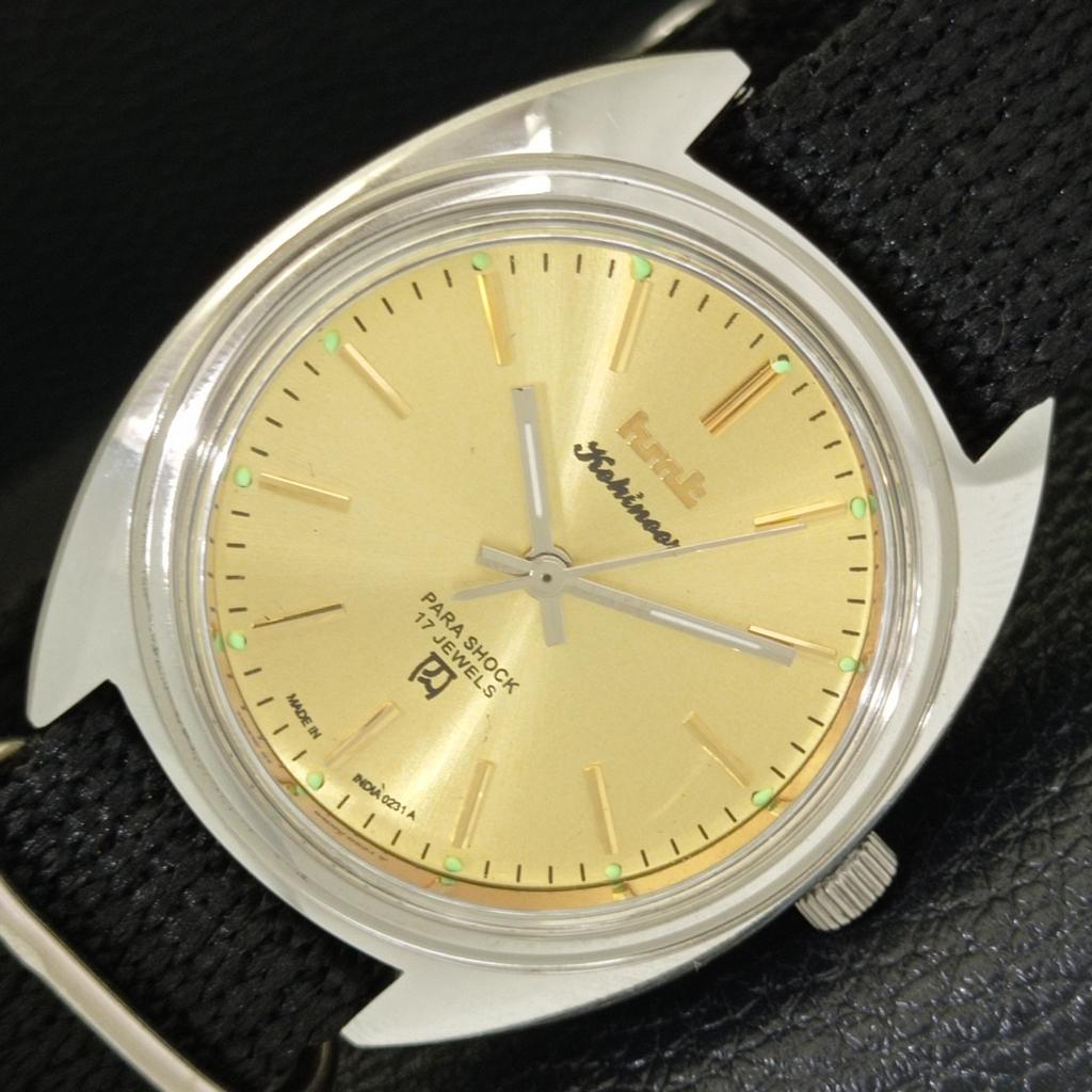 

HMT KOHINOOR VINTAGE HAND-WINDING INDIAN MENS GOLDEN COLOR DIAL WATCH a440968-4 HT-a440968