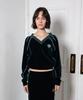 Minasu Velvet V-Neck Top_Green