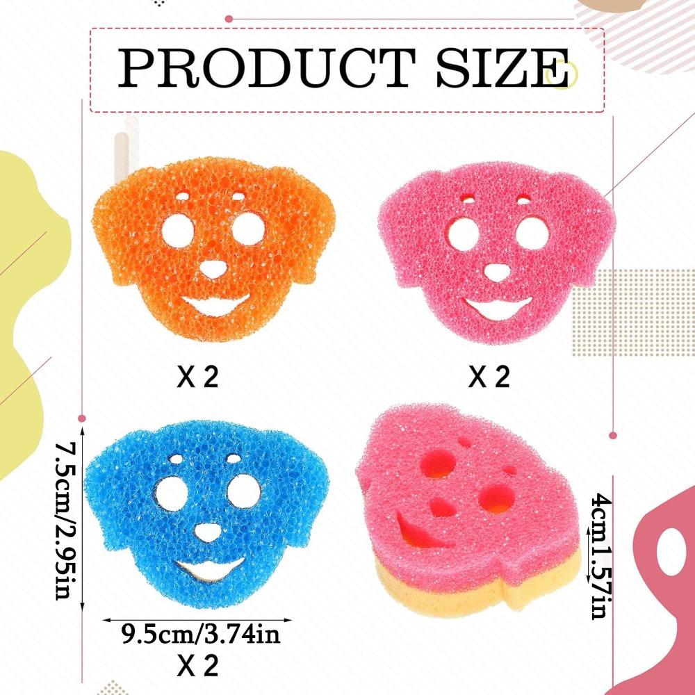 6pcs Dog Dual Sided Scrub Sponge Cleaning Sponges Cute Temperature Sensitive Dish Sponges Non Scratch Household Multi Use Sponges Scrubber