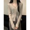 1116 Autumn long-sleeved knitted sweater collar jacket cardigan lazy and thin top with women's design sweater