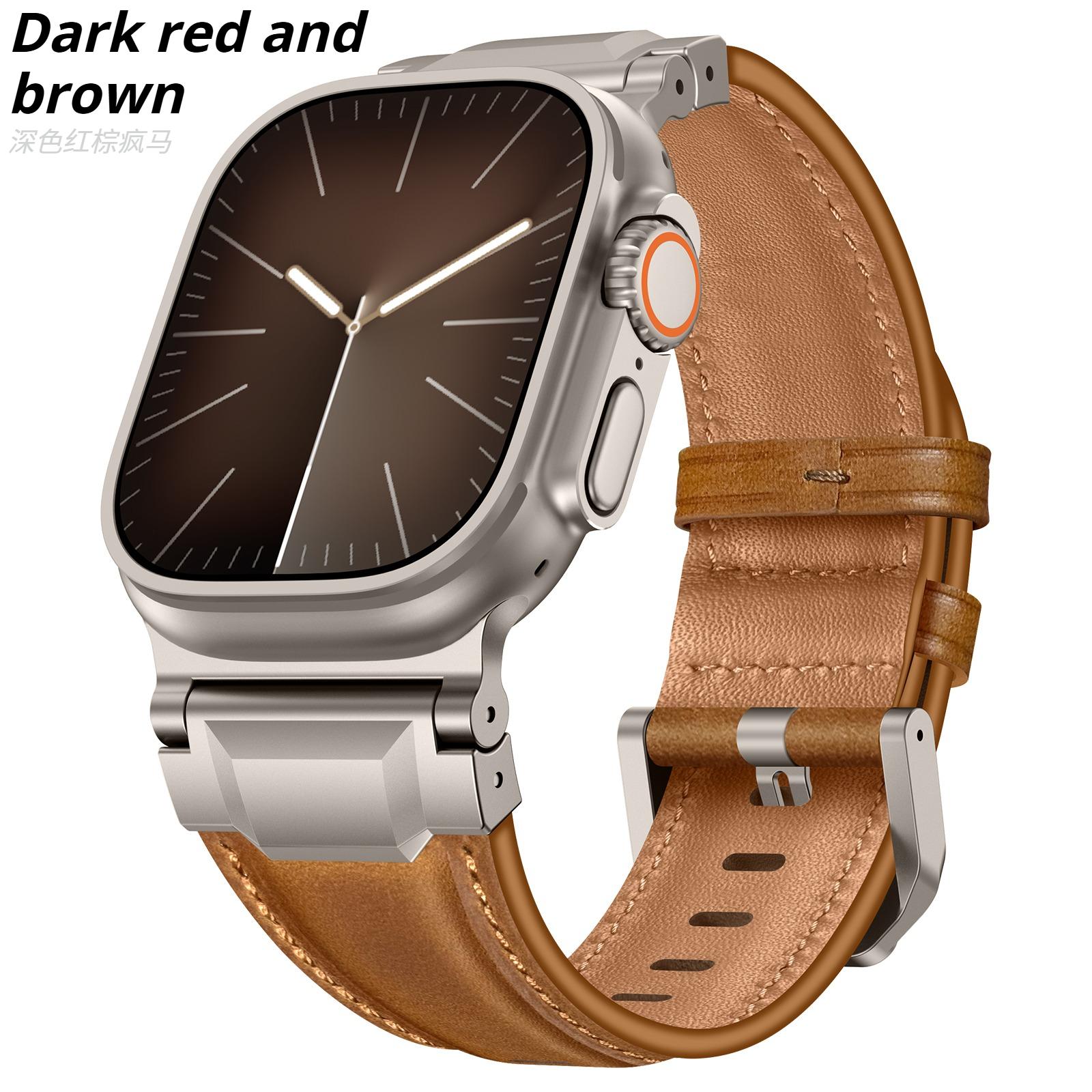 

Шкіряний браслет у бізнес-стилі для Apple Watch Ultra 3/2 49мм 46мм 45мм 44мм Чоловічі ремінці для iWatch Series 11 10 9 8 7 6 5 4 SE 3 Ремінець S11/10 46mm &Basic Color