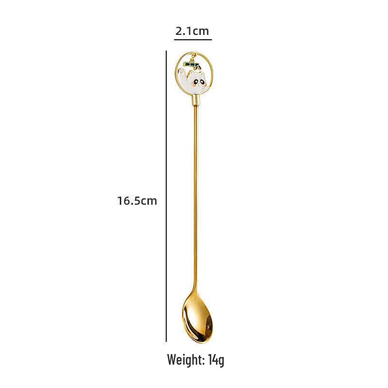 Japanese Style Bamboo Panda 304 Stainless Steel Coffee Stirring Spoons Set