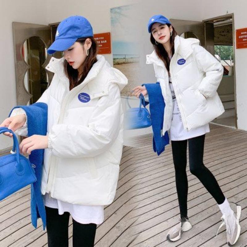 Down Jacket Women's Short Winter Loose Casual Fashion Hooded Jacket Student Bread Jacket Plus Size Women's Down Cotton Jacket