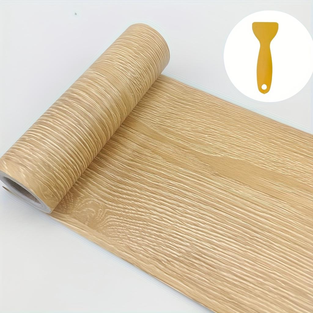 1Pc 5m/196.85in Self-adhesive Wood Grain Door Frame Decorative Stickers Wood Grain Skirting Waistline Home Decor Wall Stickers