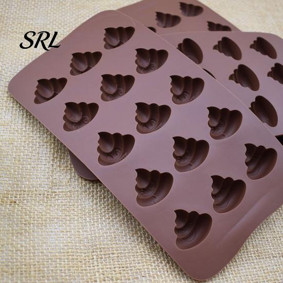 Funny Party Dessert Molds Poop Chocolate Mold, 15 Cavity Silicone Baking Tray, Non-stick Heat DIY Kits for Kids Resistant Mold Candy Fondant Jelly And