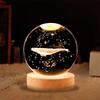 Whale 3D Crystal Ball Night Light with Wooden Base - LED USB Table Lamp for Kids, Teens, and Home Decor