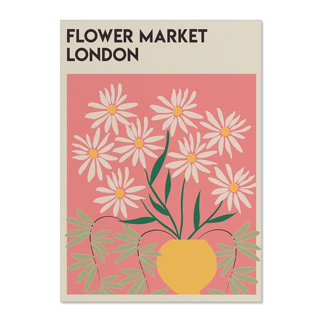 Abstract Flower Market Vintage Watercolor Wall Art Canvas Painting Nordic Posters And Prints Wall Pictures For Living Room Decor No Frame