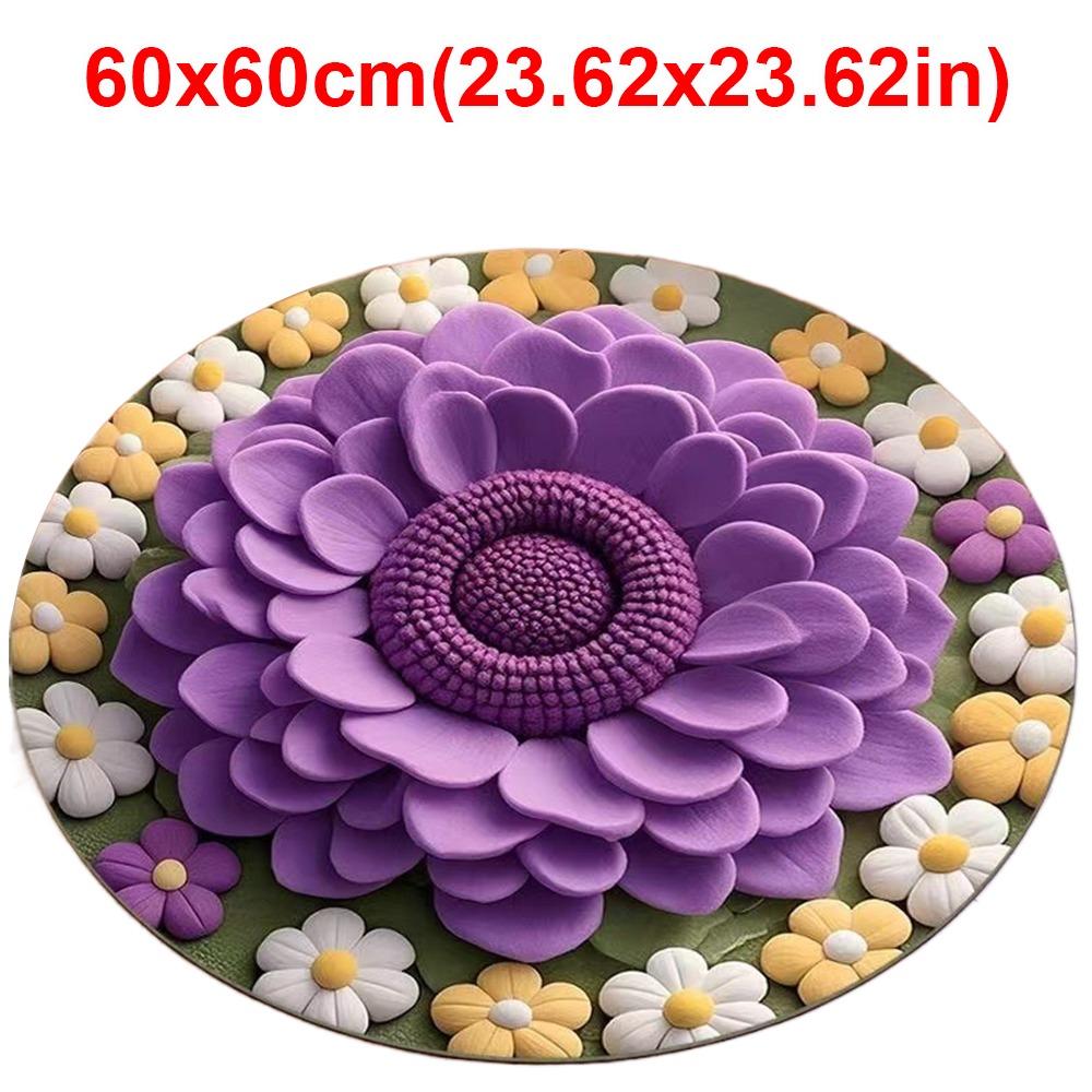 Non-slip Peony Floor Mat Soft Bathroom Floor Mat Flower Carpet  for Living Room Tea Table Bedside