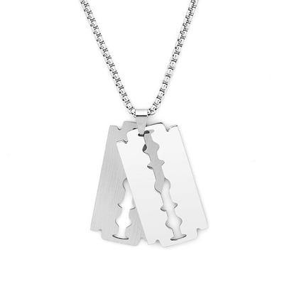 Necklace For Men Women ,Double Razor Titanium Steel Blade
