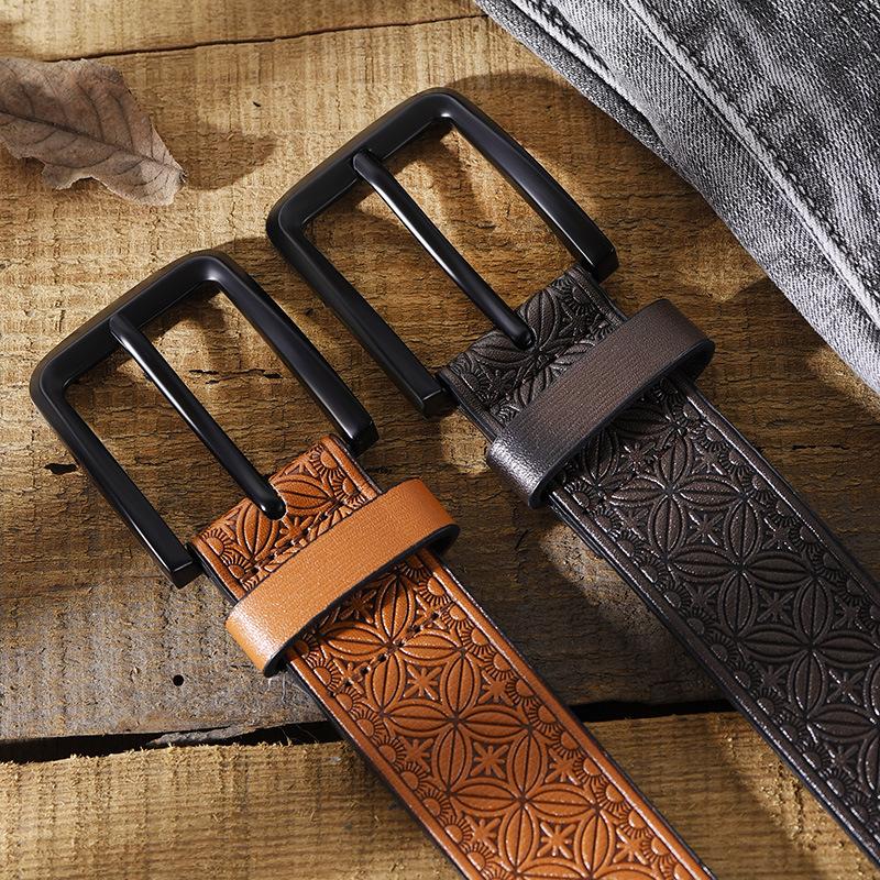 Retro Belt for Men Casual Business Simple Belt for Men Middle-aged and Young Men Fashionable Versatile Pin Buckle Belt