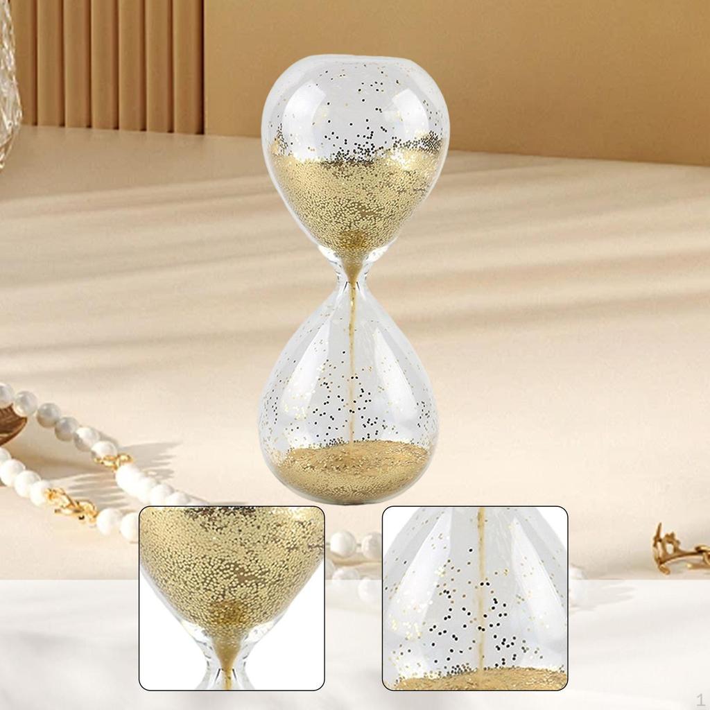 , Glänzendes Ornament, Dekorative Sanduhr-Figur mit feinem Glitzersand in Glas für Geschenk, Empfang