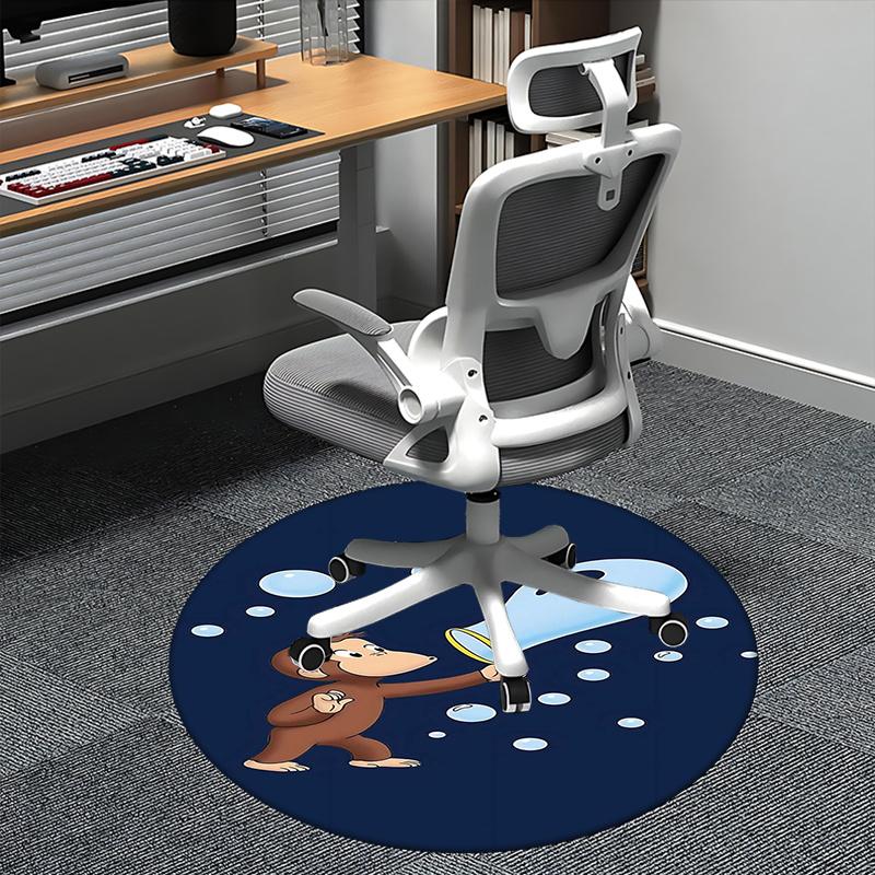 

Curious George,Bubbles Chair mat Round Rug Office carpet, Machine Washable, Non slip, Suitable for Living Rooms, Bedrooms 80cm