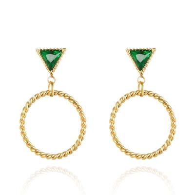 Orecchini a Perno Triangolari Smeraldo Acciaio Inossidabile Cerchio Intrecciato Orecchini in Acciaio di Titanio Non Sbiadenti Gioielli per Orecchie Moda Donna Versatili